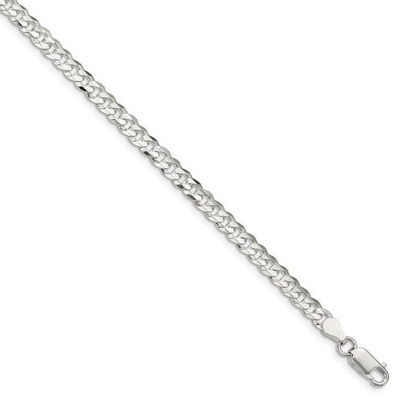 4.5mm Sterling Silver Solid Concave Beveled Curb Chain Necklace 18 In